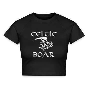 celtic boar - keltischer Eber - Cropped Frauen Organic T-Shirt - Schwarz - Vorne - AI Model Female 172 light (172cm)