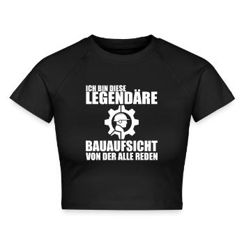 Bauleitung Baustelle Bauleiter Bauaufsicht - Cropped Frauen Organic T-Shirt - Schwarz - Vorne - AI Model Female 172 light (172cm)