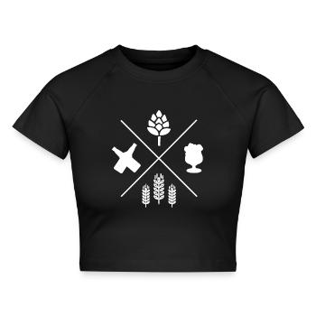 Bier Wein Whiskey Schnaps Alkohol - Cropped Frauen Organic T-Shirt - Schwarz - Vorne - AI Model Female 172 light (172cm)