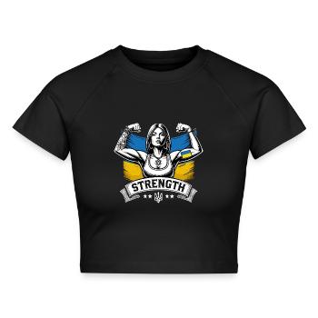 Stärke starke Frau Ukrainerin Geschenk - Cropped Frauen Organic T-Shirt - Schwarz - Vorne - AI Model Female 172 light (172cm)