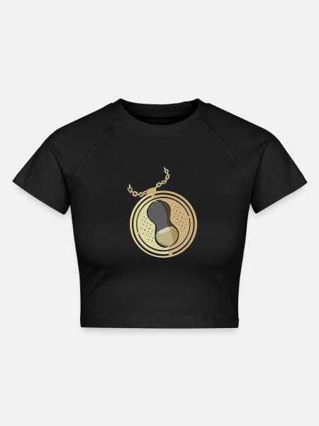 Zeitgedreht - Cropped Frauen Organic T-Shirt - Schwarz