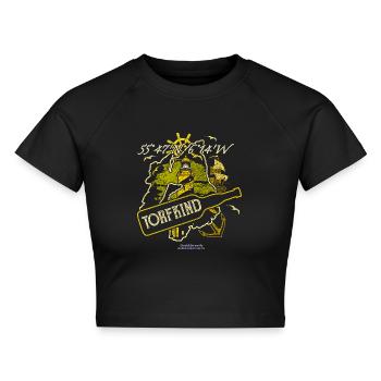 Islay Malt Whisky Spruch Torfkind - Cropped Frauen Organic T-Shirt - Schwarz - Vorne - AI Model Female 172 light (172cm)