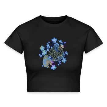 Waldhorn - Cropped Frauen Organic T-Shirt - Schwarz - Vorne - AI Model Female 172 light (172cm)