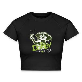 Harry Potter Dobby Ist Ein Freier Elf - Cropped Frauen Organic T-Shirt - Schwarz - Vorne - AI Model Female 172 light (172cm)