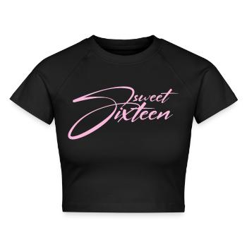 SWEET 16. GEBURTSTAG SWEET SIXTEEN - Cropped Frauen Organic T-Shirt - Schwarz - Vorne - AI Model Female 172 light (172cm)