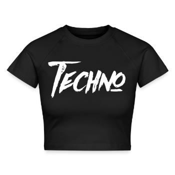 TECHNO DJ Rave/Party/Club/Festival Geschenk - Cropped Frauen Organic T-Shirt - Schwarz - Vorne - AI Model Female 172 light (172cm)