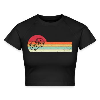 Retro Graphic Board Games Card Games Dice Game Nig - Cropped Frauen Organic T-Shirt - Schwarz - Vorne - AI Model Female 172 light (172cm)