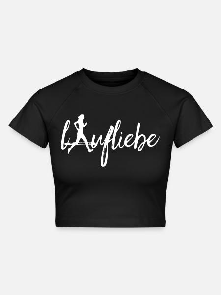 Laufliebe Ladies - Cropped Frauen Organic T-Shirt - Schwarz