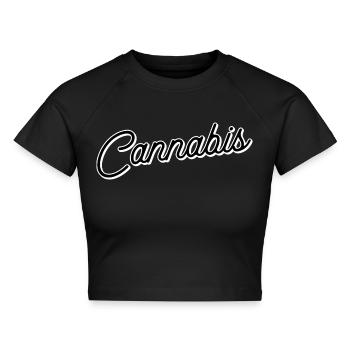 Cannabis - Cropped Frauen Organic T-Shirt - Schwarz - Vorne - AI Model Female 172 light (172cm)