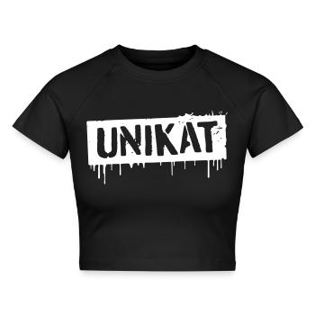 UNIKAT - Cropped Frauen Organic T-Shirt - Schwarz - Vorne - AI Model Female 172 light (172cm)