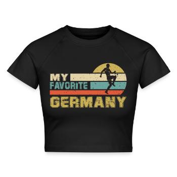 Deutschland Germany Fußball Fussball Soccer 2022 - Cropped Frauen Organic T-Shirt - Schwarz - Vorne - AI Model Female 172 light (172cm)