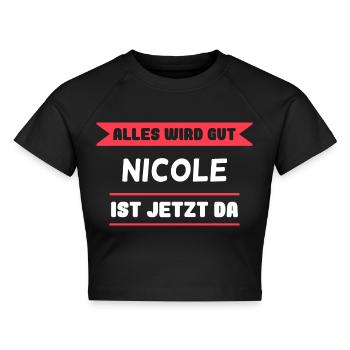 Nicole Name Design für stolze Nicoles - Cropped Frauen Organic T-Shirt - Schwarz - Vorne - AI Model Female 172 light (172cm)