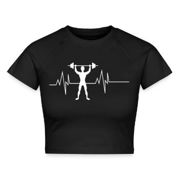 Workout Mann Herzschlag - Cropped Frauen Organic T-Shirt - Schwarz - Vorne - AI Model Female 172 light (172cm)