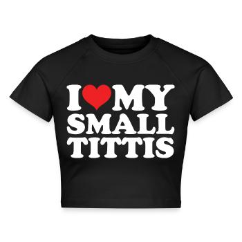 Kleine Brüste Titties Titten Busen Brust Satire - Cropped Frauen Organic T-Shirt - Schwarz - Vorne - AI Model Female 172 light (172cm)