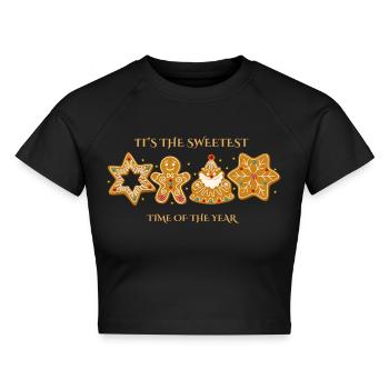 Christmas - Cropped Frauen Organic T-Shirt - Schwarz - Vorne - AI Model Female 172 light (172cm)