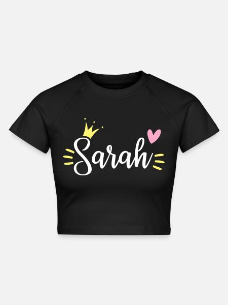 Sarah Name Krone - Cropped Frauen Organic T-Shirt - Schwarz