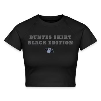 Black Edition,sarkastisch,ironisch,Fledermaus - Cropped Frauen Organic T-Shirt - Schwarz - Vorne - AI Model Female 172 light (172cm)