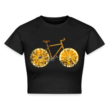 Fahrrad Obst Frucht Retro Vintage Grunge - Cropped Frauen Organic T-Shirt - Schwarz - Vorne - AI Model Female 172 light (172cm)