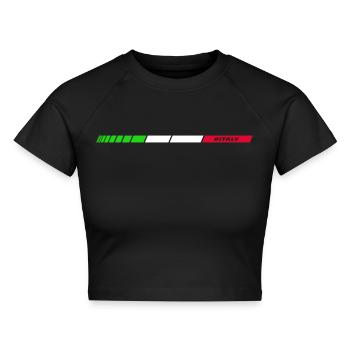 #ITALY - Cropped Frauen Organic T-Shirt - Schwarz - Vorne - AI Model Female 172 light (172cm)