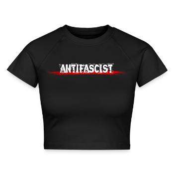 Antifaschist Antifascista - Cropped Frauen Organic T-Shirt - Schwarz - Vorne - AI Model Female 172 light (172cm)