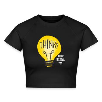 Thinking Is Not illegal yet Vintage Brain Sprüche - Cropped Frauen Organic T-Shirt - Schwarz - Vorne - AI Model Female 172 light (172cm)