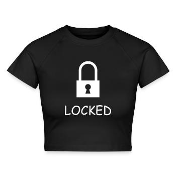 Schloss geschlossen mit Text: "Locked" - Cropped Frauen Organic T-Shirt - Schwarz - Vorne - AI Model Female 172 light (172cm)