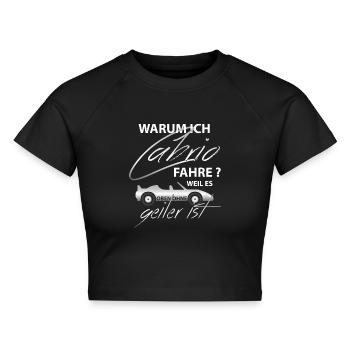 Cabrio Cabriofahrer Sportauto Sportwagen Oben Ohne - Cropped Frauen Organic T-Shirt - Schwarz - Vorne - AI Model Female 172 light (172cm)