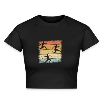 Track and Field - Cropped Frauen Organic T-Shirt - Schwarz - Vorne - AI Model Female 172 light (172cm)