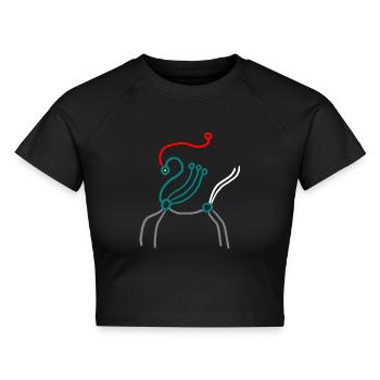 Pferd Avatar - Cropped Frauen Organic T-Shirt - Schwarz - Vorne - AI Model Female 172 light (172cm)
