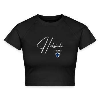 Helsinki, Finnland, elegantes Design Helsinki - Cropped Frauen Organic T-Shirt - Schwarz - Vorne - AI Model Female 172 light (172cm)