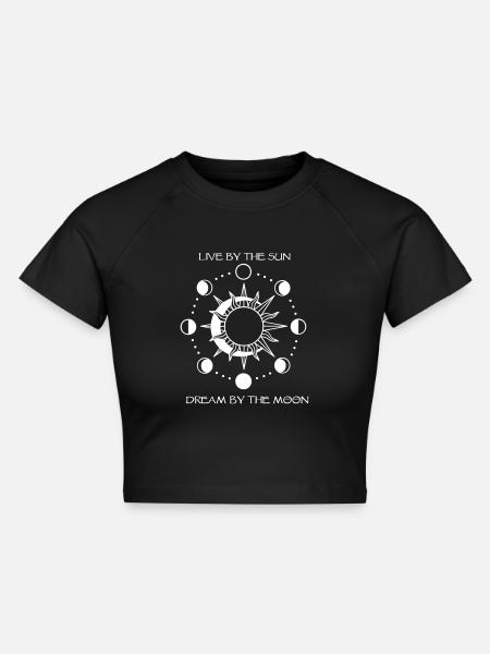 moon phases - Cropped Frauen Organic T-Shirt - Schwarz