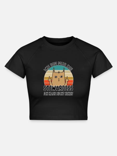 Stewardess - Cropped Frauen Organic T-Shirt - Schwarz