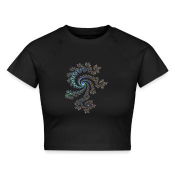 Fraktal - Cropped Frauen Organic T-Shirt - Schwarz - Vorne - AI Model Female 172 light (172cm)