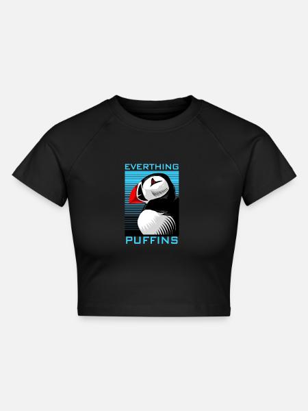 Puffin Puffin Puffin - Cropped Frauen Organic T-Shirt - Schwarz