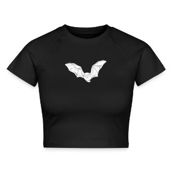 Fledermaus - Cropped Frauen Organic T-Shirt - Schwarz - Vorne - AI Model Female 172 light (172cm)