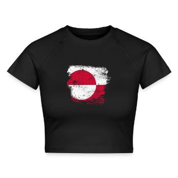 Grönland Flagge - Cropped Frauen Organic T-Shirt - Schwarz - Vorne - AI Model Female 172 light (172cm)