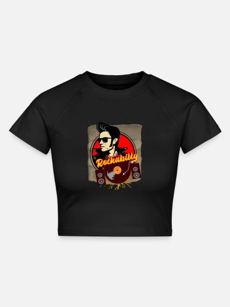 Rockabilly - Cropped Frauen Organic T-Shirt - Schwarz