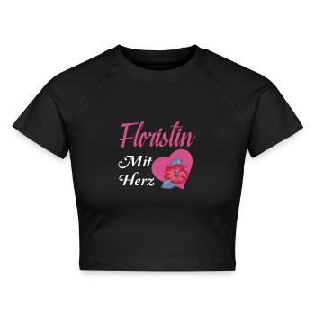 Floristin mit Herz - Cropped Frauen Organic T-Shirt - Schwarz - Vorne - AI Model Female 172 light (172cm)