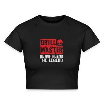 Grillen Grillmeister - Cropped Frauen Organic T-Shirt - Schwarz - Vorne - AI Model Female 172 light (172cm)