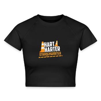 Bau Arbeiter Hart Härter Straßenwärter Straßenbau - Cropped Frauen Organic T-Shirt - Schwarz - Vorne - AI Model Female 172 light (172cm)