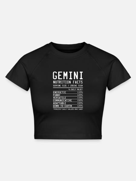 Sternzeichen Zwilling Fakten - Cropped Frauen Organic T-Shirt - Schwarz
