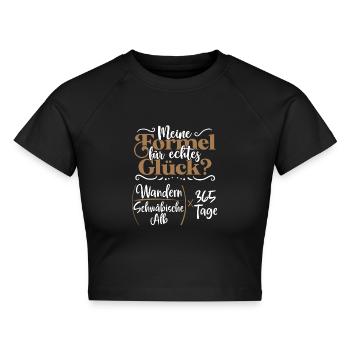 Echtes Glück - Wandern durch die Schwäbische Alb - Cropped Frauen Organic T-Shirt - Schwarz - Vorne - AI Model Female 172 light (172cm)