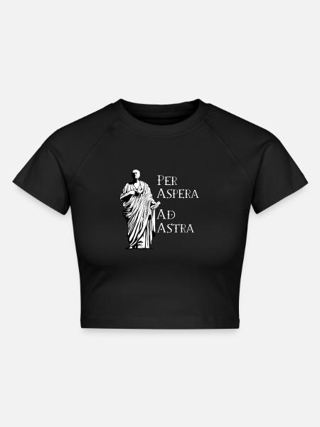 Seneca - Per Aspera Ad Astra - Cropped Frauen Organic T-Shirt - Schwarz