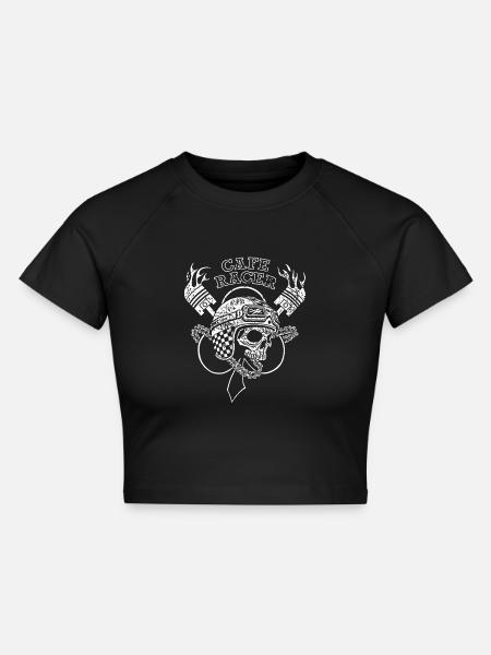 Cafe Racer Motorrad - Cropped Frauen Organic T-Shirt - Schwarz