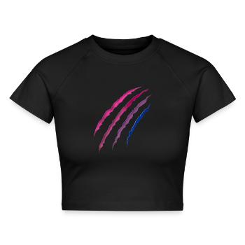 Bisexual Bi Pride Flag Scratch - Cropped Frauen Organic T-Shirt - Schwarz - Vorne - AI Model Female 172 light (172cm)