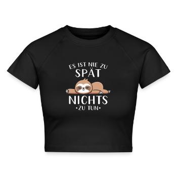 Faultier Geschenk Faultier Sprüche - Cropped Frauen Organic T-Shirt - Schwarz - Vorne - AI Model Female 172 light (172cm)