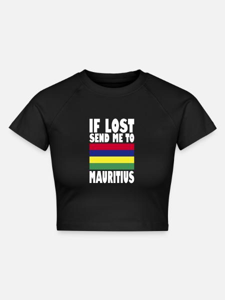 Mauritius Flagge Spruch - Cropped Frauen Organic T-Shirt - Schwarz