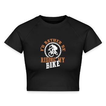 fahrrad spruch - Cropped Frauen Organic T-Shirt - Schwarz - Vorne - AI Model Female 172 light (172cm)