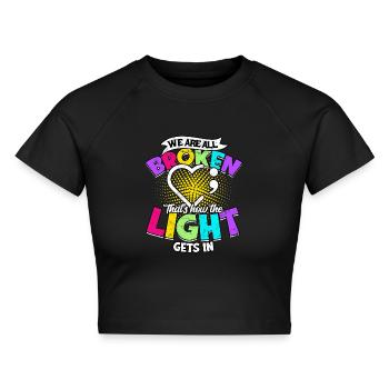depression depressiv traurig geschenkidee unglückl - Cropped Frauen Organic T-Shirt - Schwarz - Vorne - AI Model Female 172 light (172cm)