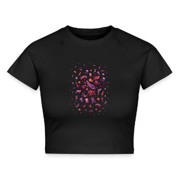 Meerestier Meerestier Aquarist - Cropped Frauen Organic T-Shirt - Schwarz - Vorne - AI Model Female 172 light (172cm)